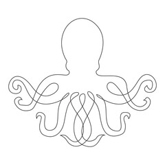 Octopus continuous one line drawing vector illustration