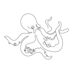 Octopus continuous one line drawing vector illustration