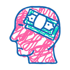 man thinking about money doodle icon sketch vector. man thinking about money sign. isolated symbol illustration