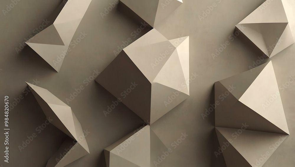 Poster elegant 3d minimal element with geometric shapes and soft neutral tones.