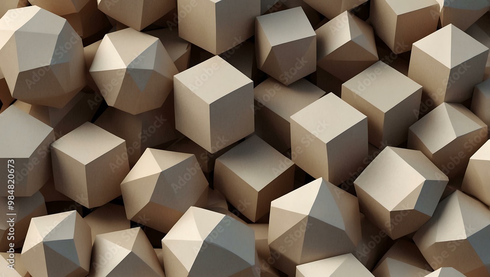 Poster elegant 3d minimal element with geometric shapes and soft neutral tones.