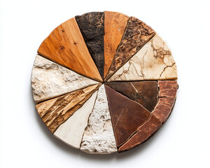 Pie chart with organic textures, such as wood and stone