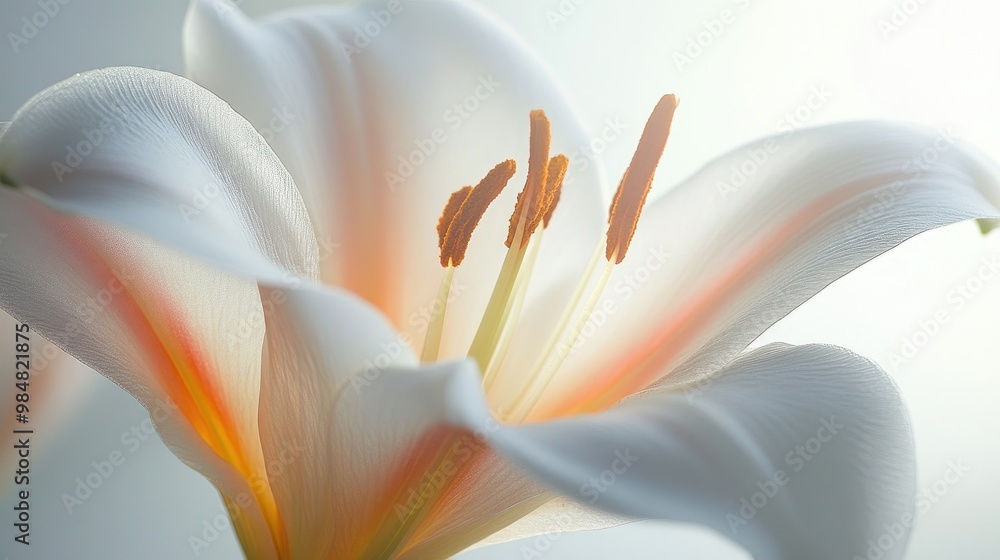 Aufkleber a close-up of a delicate lily with soft, translucent petals and a subtle gradient of color, capturin