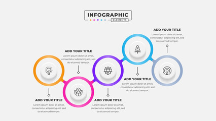 Vector 5 steps business circle process infographic design template