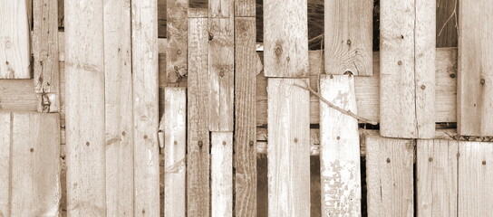 Wooden Fence Textured Straight-on Sepia Rustic Vintage Background Photography