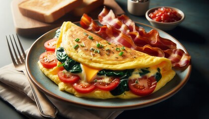 a delicious meal, omelette