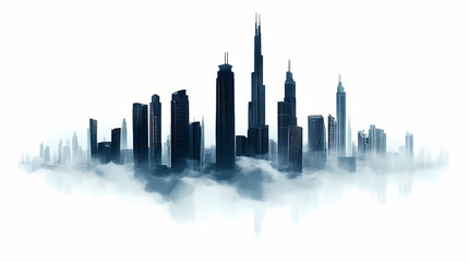 Obraz premium Hi-tech city silhouette at white background. City Skyline. Illustration