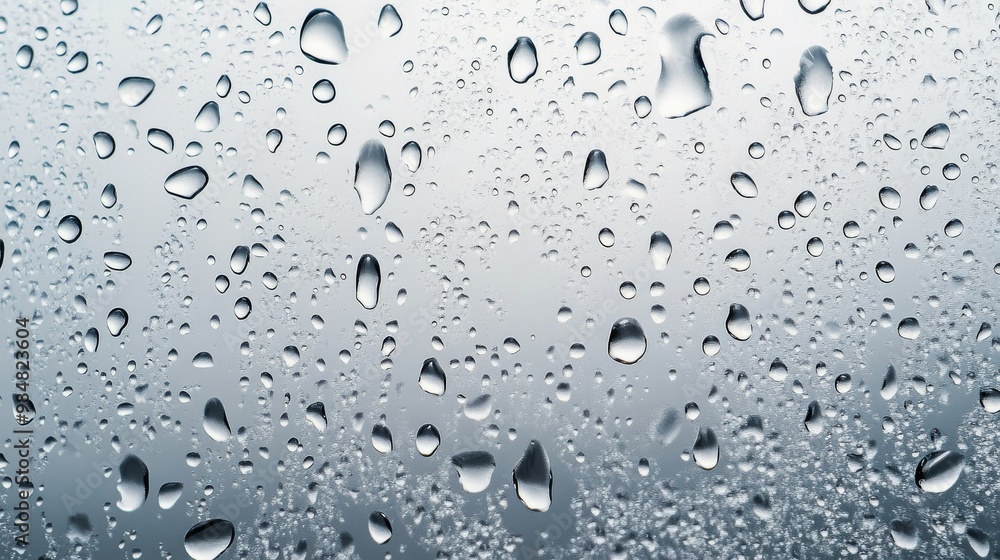 Poster water droplets on a smooth surface create a tranquil pattern in natural light