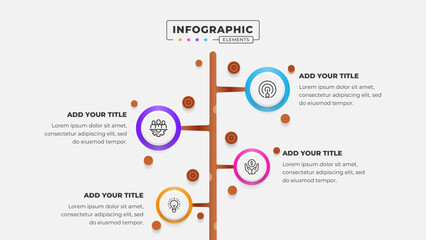 Vector 4 steps business process tree infographic design template