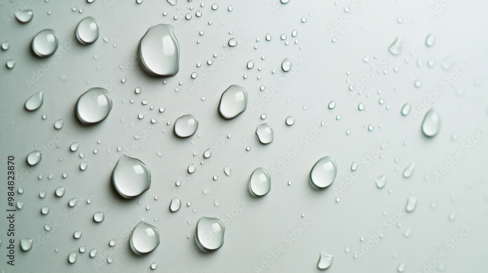 Poster water droplets on a smooth surface create a tranquil pattern in natural light