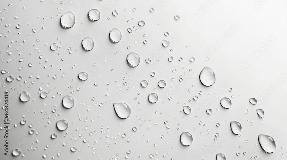 Poster water droplets on a smooth surface create a tranquil pattern in natural light