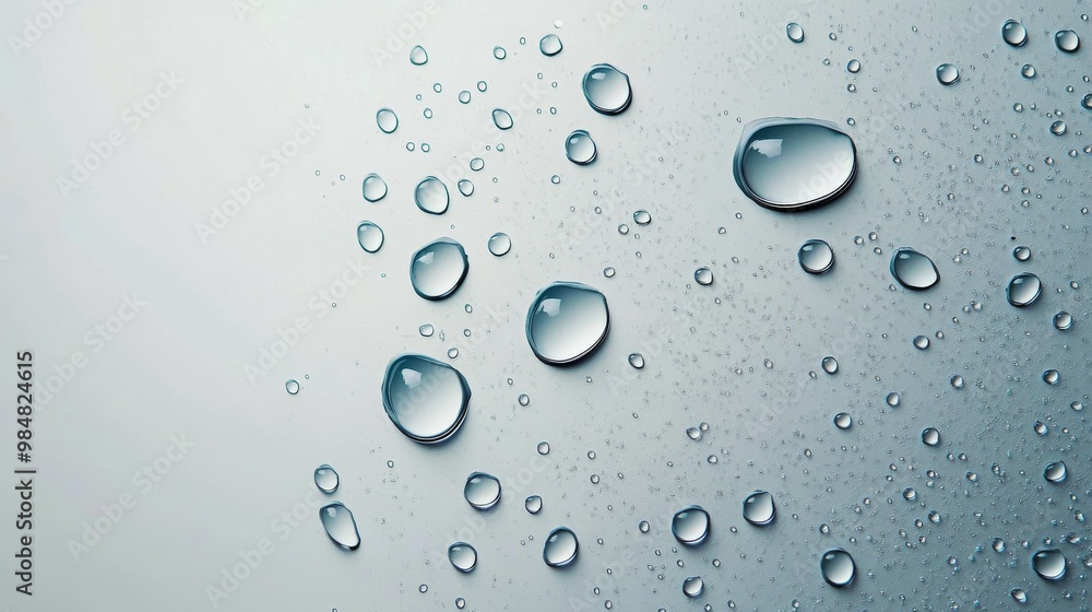 Poster water droplets on a smooth surface create a tranquil pattern in natural light
