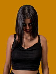 young halloween woman with scary look