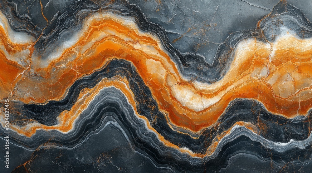 Poster intricate wave-patterned stone design showcasing rich colors and textures in a modern setting