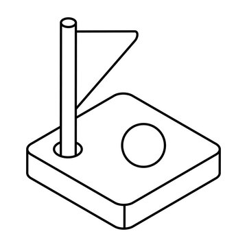 Flag with ball denoting concept of golf course