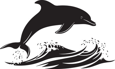 Dolphin jumping out of ocean silhouette