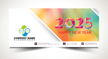 2025 Happy New Year Company Wishes Banner Vector Illustration for Greeting Card, Poster, Flyer, Social Media, Website, Print, Celebration, Festive, Joyful, Happiness, Typography, Decorative, Event,