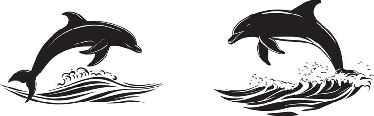 Dolphin jumping out of ocean silhouette