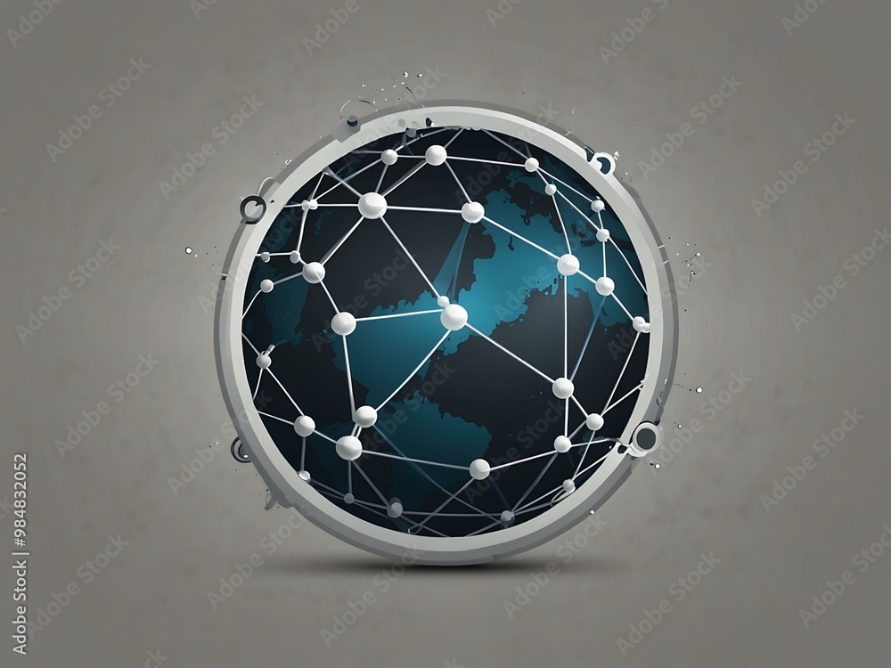 Poster global network connection icon - replaceable vector design