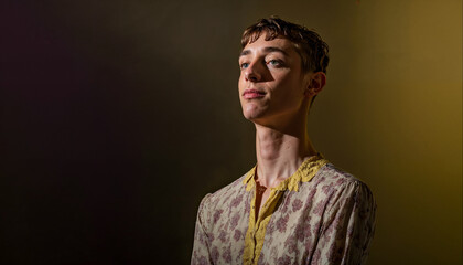 Fototapeta premium Non-binary person, non binary, collage student, gay person