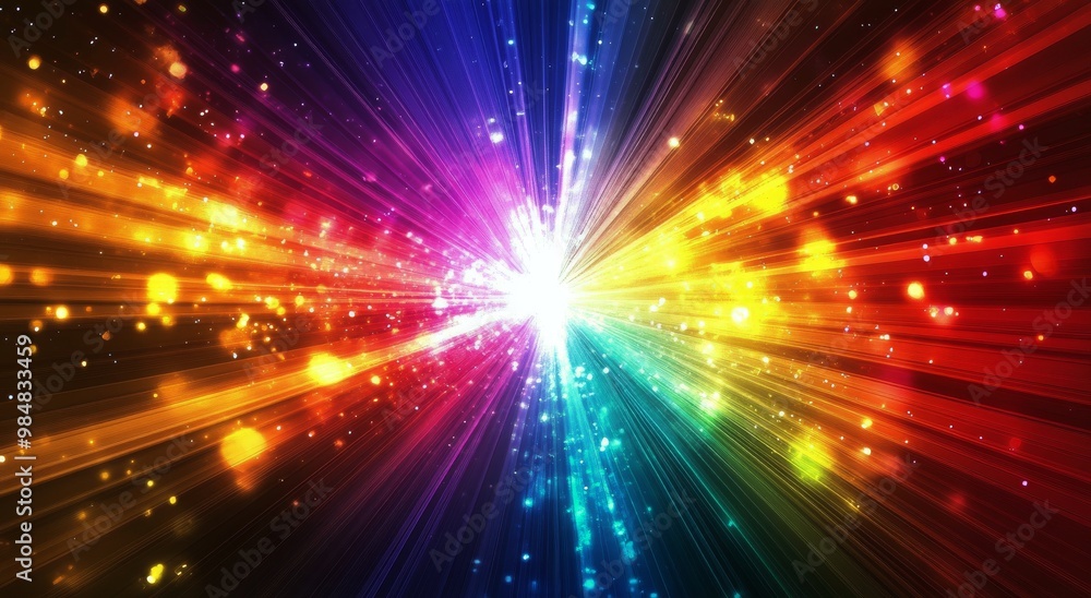 Poster vibrant explosion of light and color radiating from the center in a captivating display