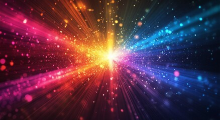 Naklejka premium Vibrant explosion of light and color radiating from the center in a captivating display