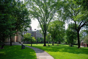 View of the campus of Brown University, College Hill neighborhood of Providence, Rhode Island, United States.