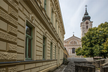 Beautiful city and street shot with St. Francis' Church. Historic city center at day. Summer...