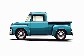 Pickup truck. Vintage pickup truck isolated on white background. Vector Vintage Pickup Truck. Vector illustration.