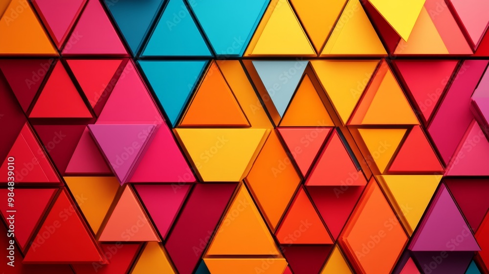 Poster abstract geometric pattern of interlocking triangles, symbolizing design, unity, perspective, struct