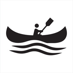 Canoe icon silhouette on white background
