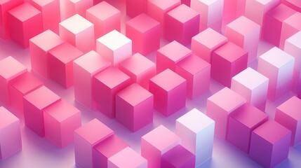 Abstract geometric background with pink and white 3D cubes.