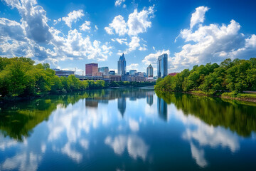 Nashville, tn, usa - view of the cityscape by the cumberland river