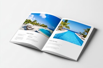 Modern travel brochure, with a mix of high-quality destination photography and minimalist layout design