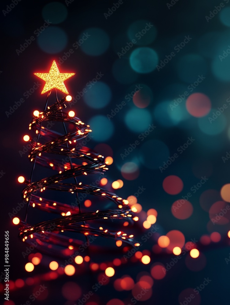 Aufkleber a captivating image of a christmas tree adorned with twinkling lights, creating a festive and magica