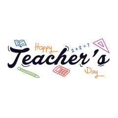 Happy teacher's day with hand lettering.