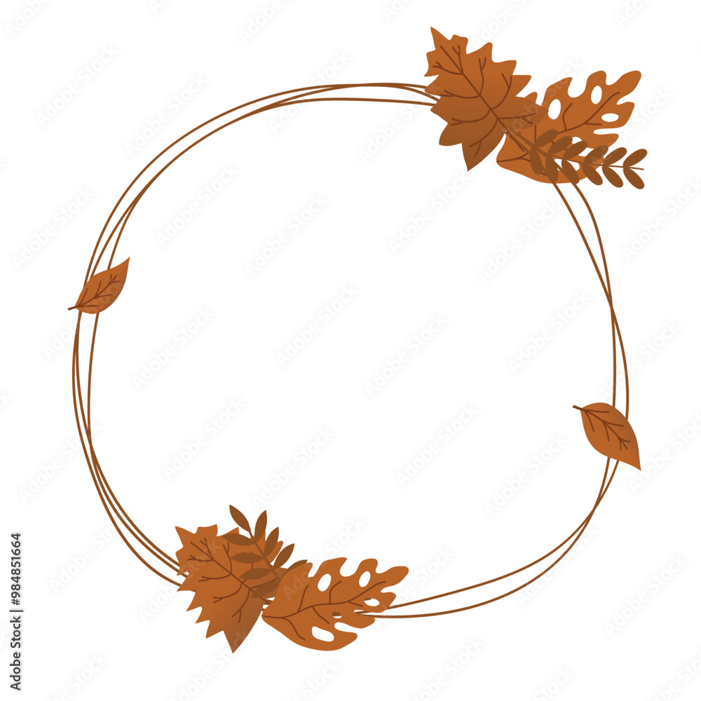 Wall mural circle hand drawn autumn leaves border design vector