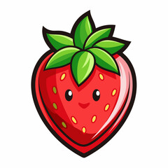 Obraz premium Cartoon Strawberry Logo, Vector Illustration for Fruit and Food Branding