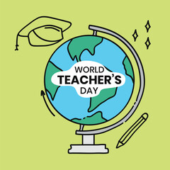World teachers day on a globe illustration