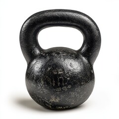 Fototapeta premium A traditional kettlebell designed for enhancing strength and fitness. Ideal for workouts, training routines, and home gyms, white background