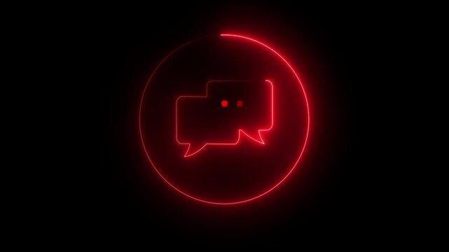 glowing neon message box icon animation video notice receive massage animated sign symbol on black background