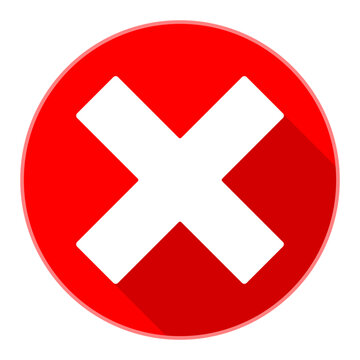 recommend clip art: Circle Red X  mark icon symbol. Flat vector illustration