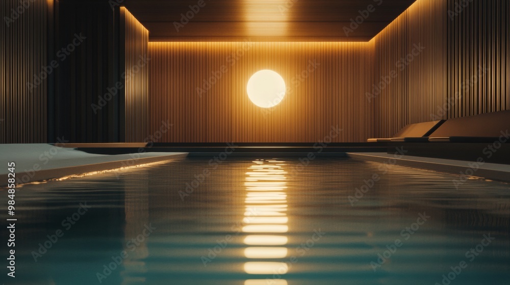 Poster a pool with a light shining on it