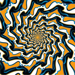 Undulating Orange Blue White Vortex, spiral, Vector, Graphic Tile