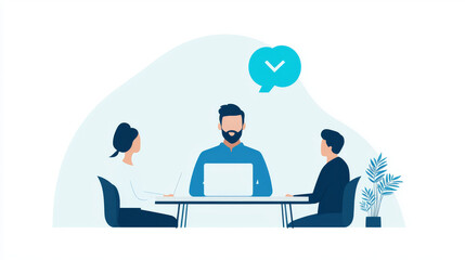 A team of three colleagues meet to discuss ideas and work on a project together.