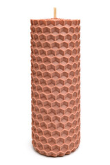 Natural wax candle with texture of honeycomb