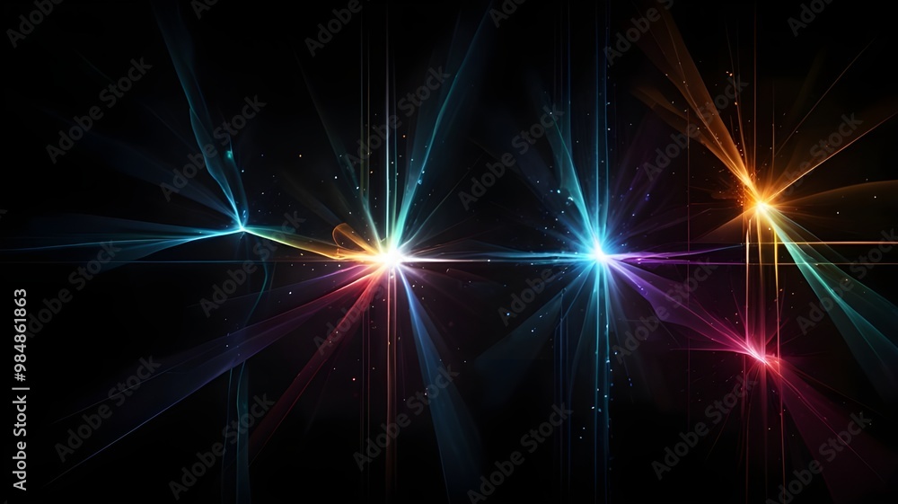 Wall mural light effect abstract on black background