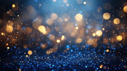Blue and gold Abstract background and bokeh on New Year's Eve. AI generativ.
