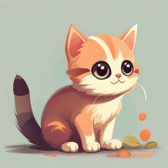 cute adorable little cat illustration