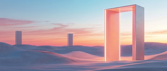 Fototapeta premium A large, white archway is the focal point of this image